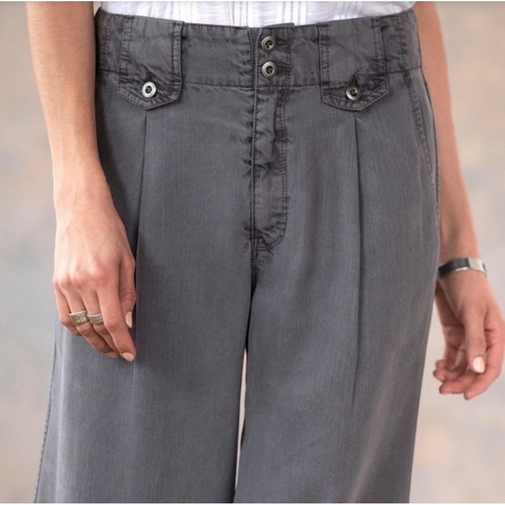 Sundance Celine Tencel Wide Leg Pleated Pants in Dark Grey Size P6‎ - Picture 3 of 13